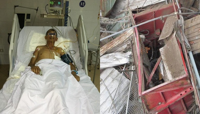 Thang máy xây dựng rơi tự do, người đàn ông dập phổi, gẫy một loạt xương sườn thang may xay dung roi tu do nguoi dan ong dap phoi gay mot loat xuong suon