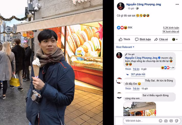 Bức ảnh gốc trên Facebook của Công Phượng