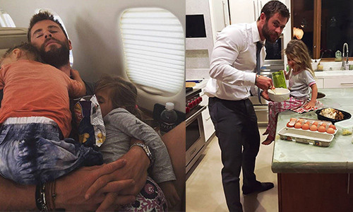 Chris với những hình ảnh ấm áp bên các con. Ảnh: GQ.