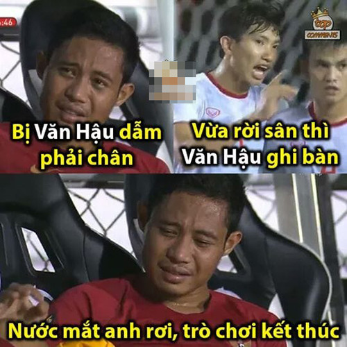 Việt Nam đè bẹp Indonesia trong trận chung kết "có Hậu" ảnh 1 Đúng là trận đấu không có hậu khi đối mặt Văn Hậu mà.