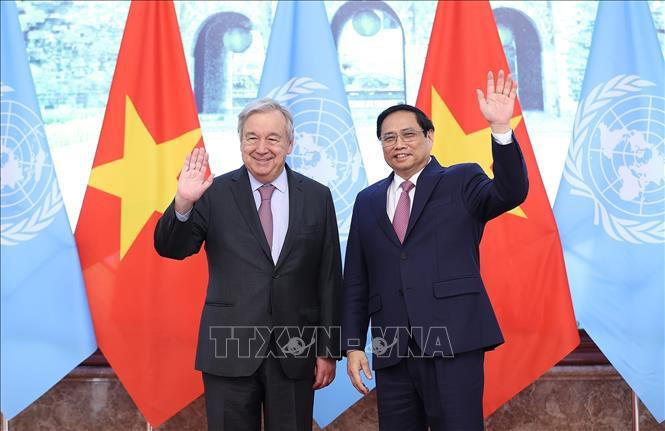 Thủ tướng Phạm Minh Chính tiếp Tổng Thư ký Liên Hợp Quốc António Guterres. Ảnh: Dương Giang/TTXVN. Thủ tướng Phạm Minh Chính tiếp Tổng Thư ký Liên Hợp Quốc António Guterres. Ảnh: Dương Giang/TTXVN.
