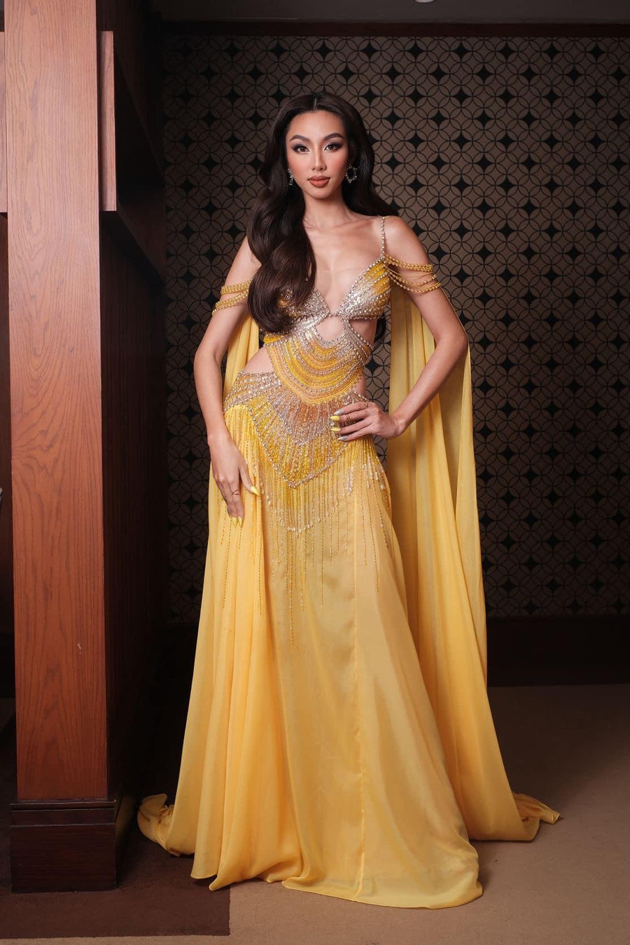 Từ ánh mắt đến thần thái của Hoa hậu Hoà bình Quốc tế đều rất tự tin và chuyên nghiệp.