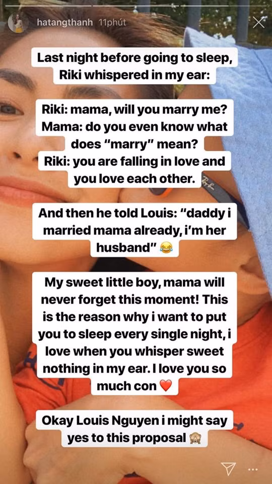 Tăng Thanh hà kể về lời cầu hôn đầy ngọt ngào của con trai nhỏ.