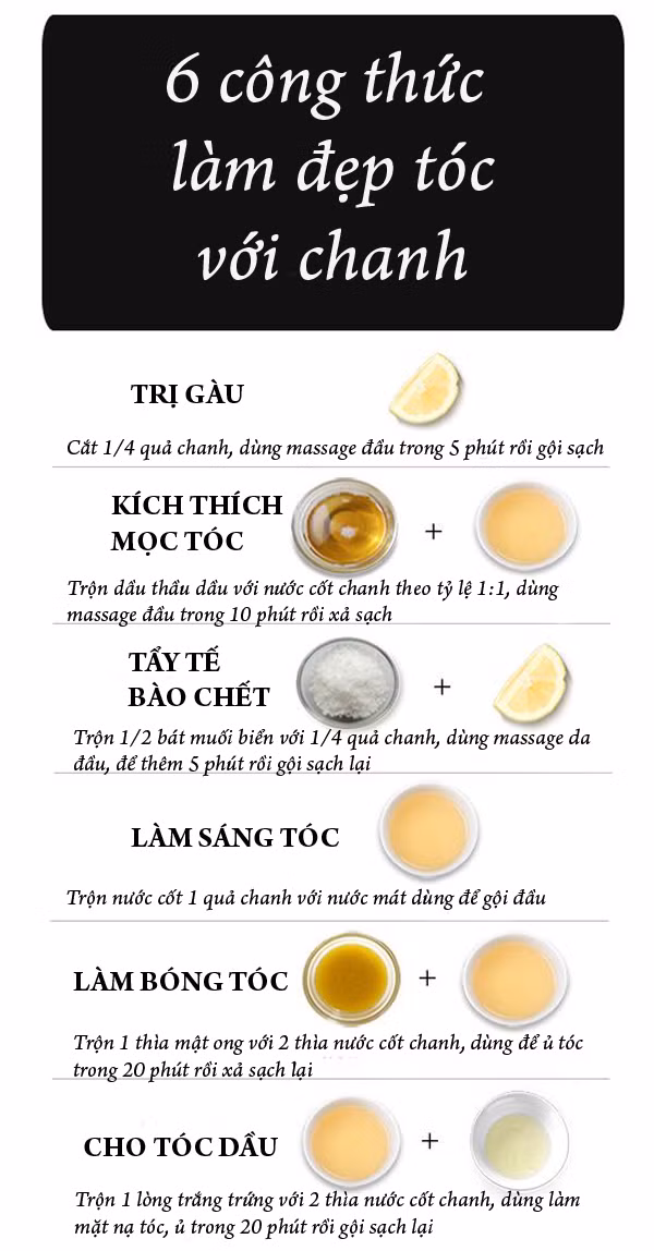 6 công thức làm đẹp tóc với chanh
