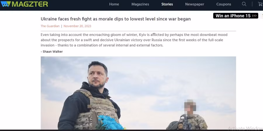 Bài viết của Guardian vẫn còn lưu giữ trên trang tin “Magzter” của Mỹ