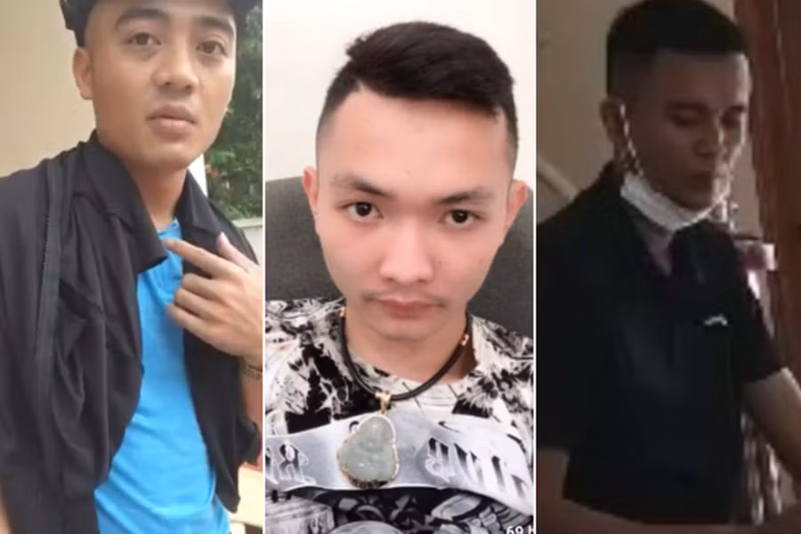 Các đối tượng Lê Anh Lực (trái), Nguyễn Quang Tuyến (giữa) và Nguyễn Lâm Vận.