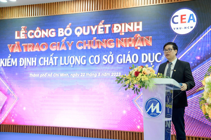 PGS. TS. Phạm Tiến Đạt, Hiệu trưởng Trường Đại học Tài chính - Marketing (UFM) phát biểu tại buổi lễ.