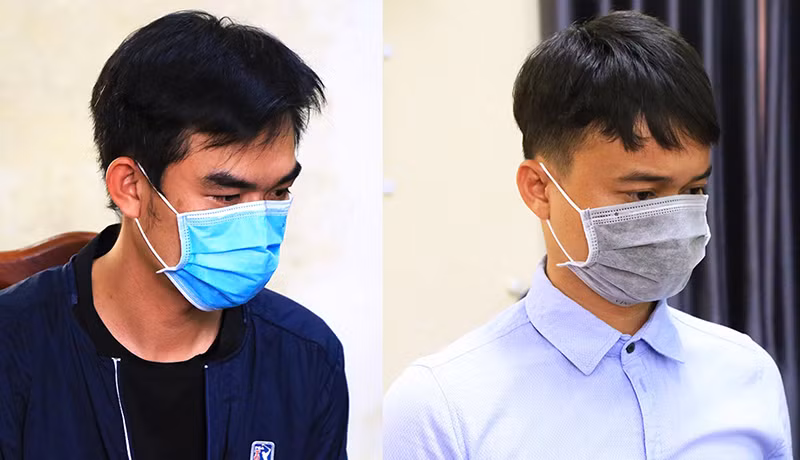 Đối tượng Hùng (trái) và Thành tại cơ quan điều tra. Ảnh: Kinh tế đô thị