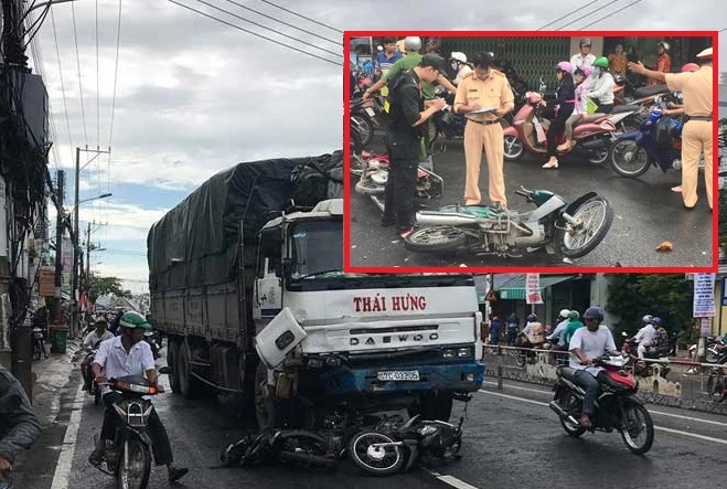 An Giang: Tai nạn kinh hoàng, xe tải đâm 8 xe máy, 11 người bị thương