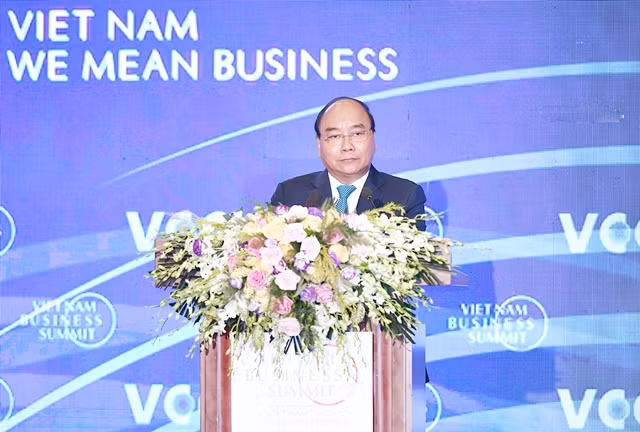 Thủ tướng Nguyễn Xuân Phúc phát biểu tại Hội nghị Thượng đỉnh Kinh doanh 2018