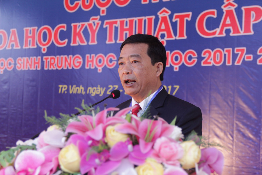 Ông Võ Văn Mai – Phó GĐ Sở GD&ĐT Nghệ An mong muốn từ cuộc thi sẽ có nhiều sáng tạo kỹ thuật, công nghệ ứng dụng vào thực tiễn