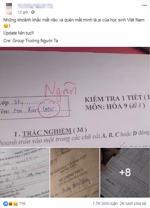 Hàng chục nghìn lượt thích tỏ thái độ đồng cảm với những học trò mất não.