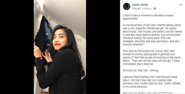Chưa kịp thổ lộ tình cảm, chàng DJ Mỹ đau đớn hay tin cô bạn gái Việt Nam đã mất do tai nạn ảnh 1 Bài đăng của Justin James trên trang cá nhân