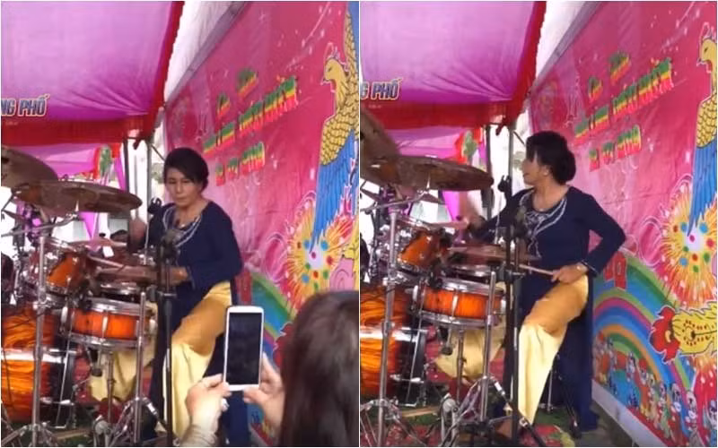 Clip: Mẹ chồng đánh trống cực sung cho con dâu hát trong đám cưới khiến dân mạng cứ gọi là ngất ngây-1