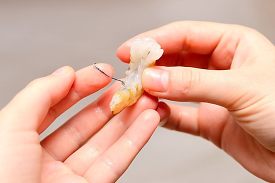 Đường chỉ đen trên lưng tôm. Ảnh: Health Đường chỉ đen trên lưng tôm. Ảnh: Health