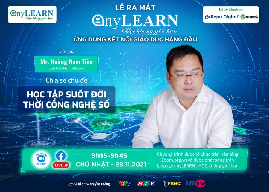 Hoàng Nam Tiến – Chủ tịch FPT Telecom, Cố vấn Chiến lược dự án anyLEARN chia sẻ tại lễ ra mắt