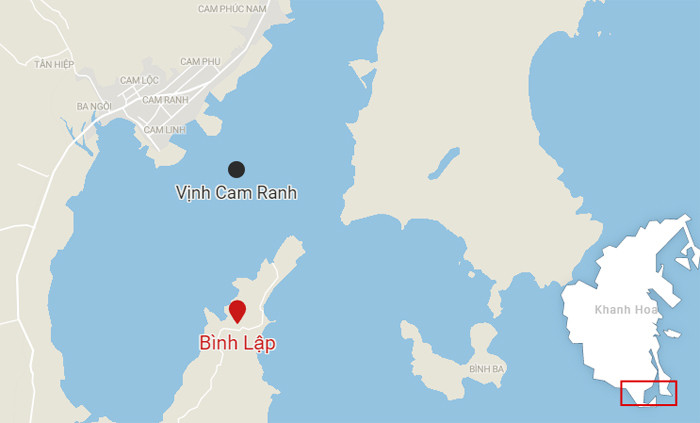 Vị trí đảo Bình Lập,xã CamLập, TP Cam Ranh. Ảnh: Datawrapper.