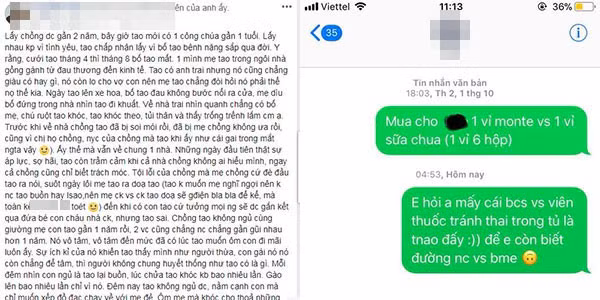 Tâm sự của người vợ kèm tin nhắn vô cảm với chồng. Ảnh chụp màn hình