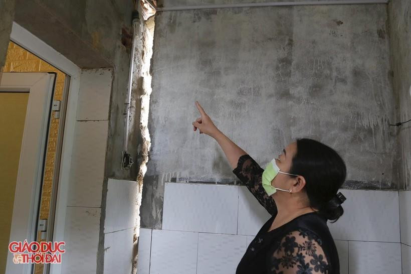 Vết nứt tại Trường Mầm non xã Châu Hồng.