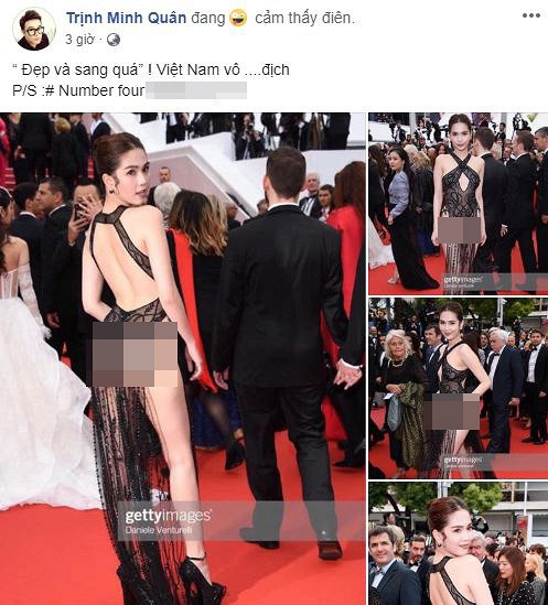 Dàn sao Việt gay gắt chỉ trích chiếc váy phản cảm của Ngọc Trinh trên thảm đỏ Cannes ảnh 4 Dàn sao Việt gay gắt chỉ trích chiếc váy không biết xấu hổ của Ngọc Trinh trên thảm đỏ Cannes-5