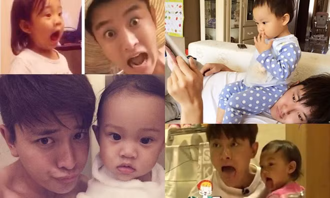 Anh cũng thường xuyên khiến cô con gái cưng bật khóc vì bị ngã khi đùa quá trớn hoặc dạy con những biểu cảm kỳ lạ. Nam diễn viên coi con gái như bạn bè để chơi đùa cùng. Nhờ vậy mà Điềm Hinh rất hoạt bát. Nhung sao nam Trung Quoc co cach day con khong giong ai hinh anh 4