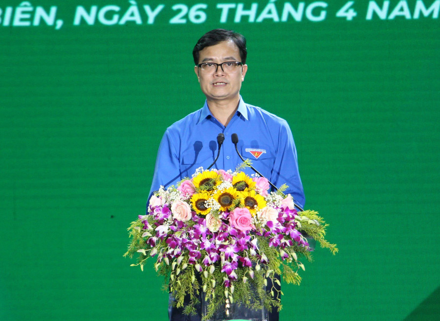 Ông Bùi Quang Huy, Bí thư thứ nhất Trung ương Đoàn phát biểu tại chương trình.