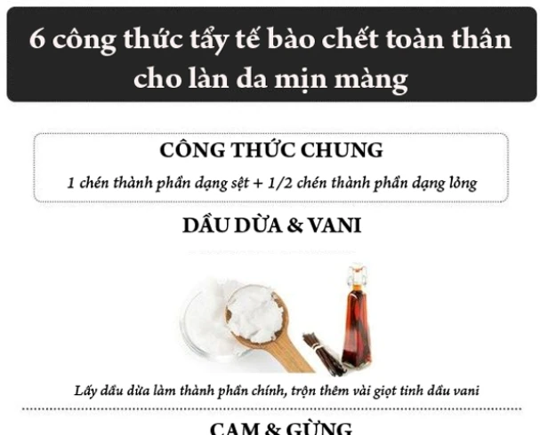 6 công thức tẩy tế bào chết toàn thân cho da trắng mịn