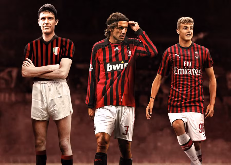 Sau Cesare và Paolo, Daniel (ngoài cùng bên phải) là truyền nhân đời thứ ba nhà Maldini ở AC Milan.