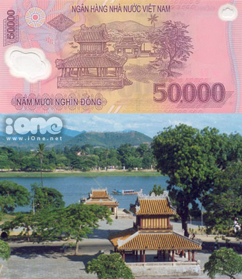 Nghênh Lương Đình và Phu Văn Lâu ở bến sông Hương,Huế. nhung-dia-danh-in-tren-tien-viet-khong-phai-ai-cung-biet-7