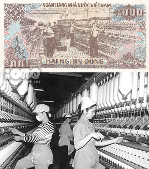 Công nhân trong nhà máy dệt Nam Định. nhung-dia-danh-in-tren-tien-viet-khong-phai-ai-cung-biet-3
