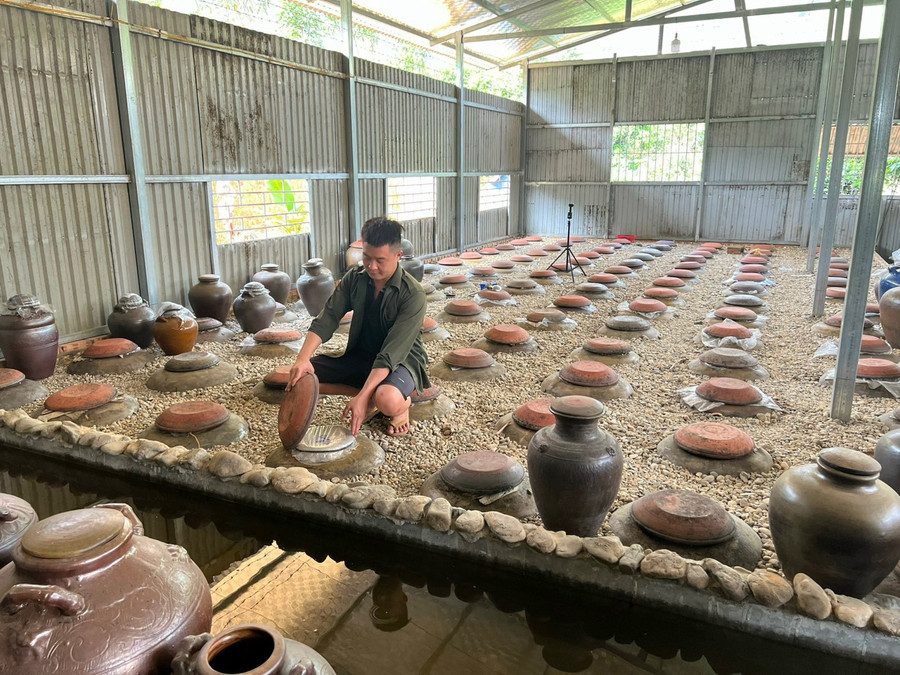 Không chỉ phát triển mô hình kinh tế vườn ao chuồng, tận dụng nguồn thức ăn lấy ngắn nuôi dài, anh Lộc vừa duy trì chăn nuôi, vừa có thêm thu nhập từ việc nấu rượu.