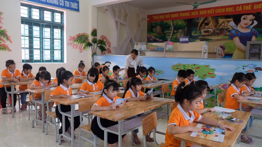 Không chỉ giờ giải lao, Trường Tiểu học Quảng Hưng còn dành riêng một tiết để học sinh được đọc sách.