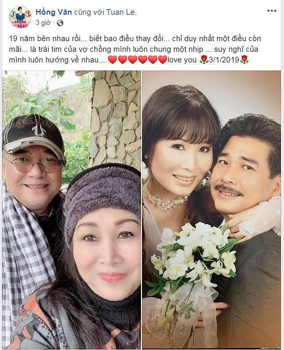 Dù nét thời gian đã hiện rõ lên gương mặt cả hai nhưng Hồng Vân vẫn khẳng định trái tim của hai vợ chồng vẫn luôn hướng về nhau.