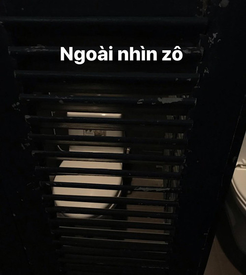 Có ai dám vào nhà vệ sinh thế này không? ảnh 1 Chiếc cửa nhà vệ sinh từ bên ngoài nhìn vào.