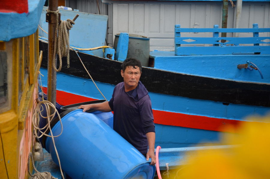 Chiếc tàu cá mang số hiệu Q.NG 91892 TS của ngư dân Phạm Thạch, vừa cập cảng Bình Châu để bán số cá cơm bắt được là hơn 7 tấn. Theo anh Thạch, chuyến đầu chỉ đánh bắt gần bờ nhưng trúng được luồng cá cơm lớn nên tàu tranh thủ cập cảng để bán cá cho tươi. Chiếc tàu cá mang số hiệu Q.NG 91892 TS của ngư dân Phạm Thạch, vừa cập cảng Bình Châu để bán số cá cơm bắt được là hơn 7 tấn. Theo anh Thạch, chuyến đầu chỉ đánh bắt gần bờ nhưng trúng được luồng cá cơm lớn nên tàu tranh thủ cập cảng để bán cá cho tươi.