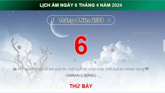 Lịch âm hôm nay - Xem lịch âm ngày 6/4