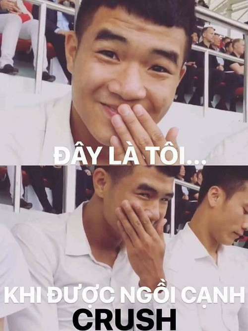 Biểu cảm hài hước của cầu thủ Hà Đức Chinh.