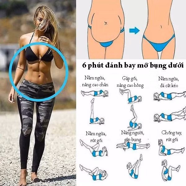 6 động tác đánh bay mỡ thừa vùng bụng dưới