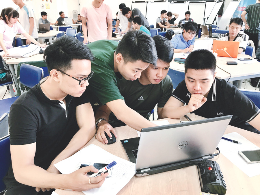 Một phòng học của chương trình Dạy học theo dự án tại Trường ĐH Bách khoa, ĐH Đà Nẵng. Ảnh: TG