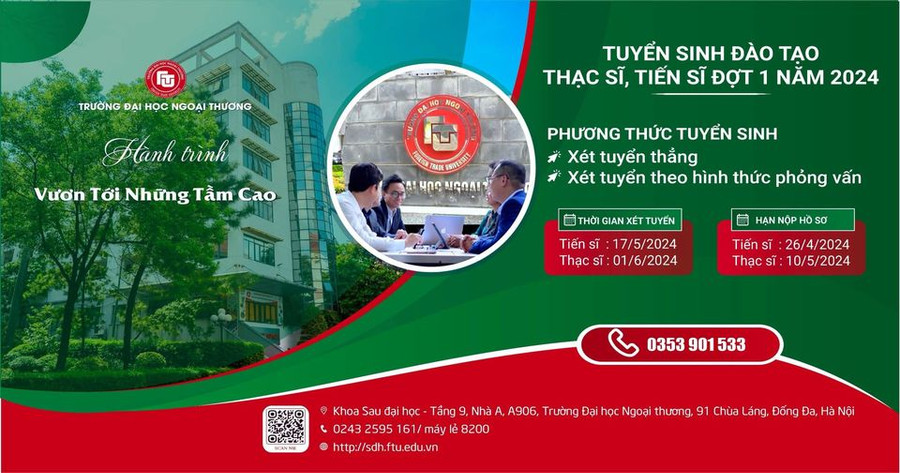 Năm 2024, Trường ĐH Ngoại thương tiếp tục tuyển sinh chương trình đào tạo thạc sĩ ngành Tài chính - Ngân hàng. Ảnh: NTCC.