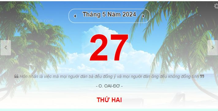 Lịch âm hôm nay - Xem lịch âm ngày 27/5