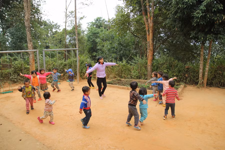 Một tiết học của cô trò trường Mầm non Nậm Lịch, huyện Mường Ảng, tỉnh Điện Biên