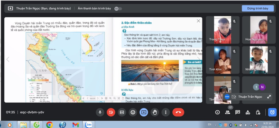 Cô trò Trường Tiểu học Hải Phú học trực tuyến.