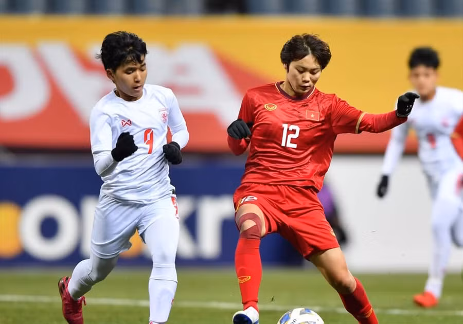 Trận đấu đã diễn ra kịch tính với sự lấn lướt thuộc về tuyển nữ Việt Nam. Ảnh: AFC