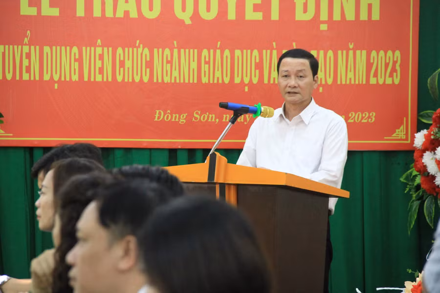 Chủ tịch UBND tỉnh Thanh Hoá Đỗ Minh Tuấn phát biểu tại buổi lễ. (Ảnh: NT).