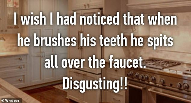 Tôi ước tôi đã chú ý hơn bởi khi anh ấy đánh răng, anh ấy nhổ nước bọt bắn tung tóe khắp vòi nước. Thật kinh khủng!