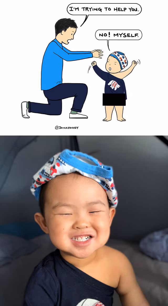  Để bố giúp/ Không, tự con - và kết quả như thế này đây - rất hoàn hảo! 