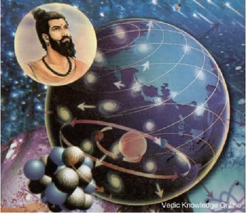 Tưởng tượng của Acharya Kanad về nguyên tử. Ảnh: Vedic Knowledge Online
