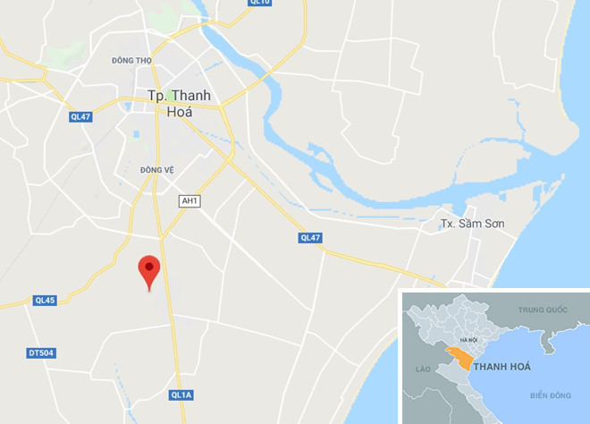 Hiện trường vụ tai nạn, cách TP Thanh Hóa khoảng 10 km. Ảnh:Google Maps. Nhung nguoi thoat chet ke luc