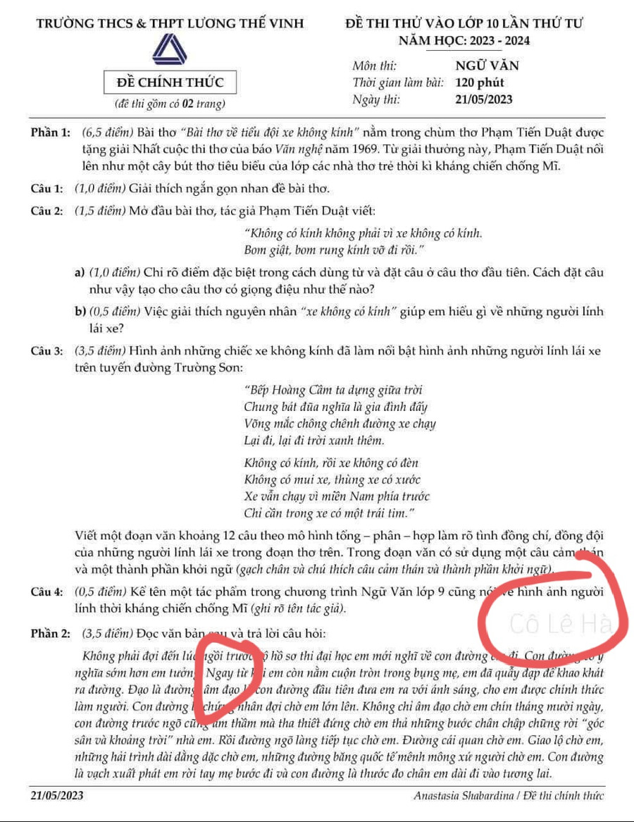 Đề thi lan truyền trên mạng có chứa nội dung phản cảm. Ảnh: Nhà trường cung cấp. Đề thi lan truyền trên mạng có chứa nội dung phản cảm. Ảnh: Nhà trường cung cấp.